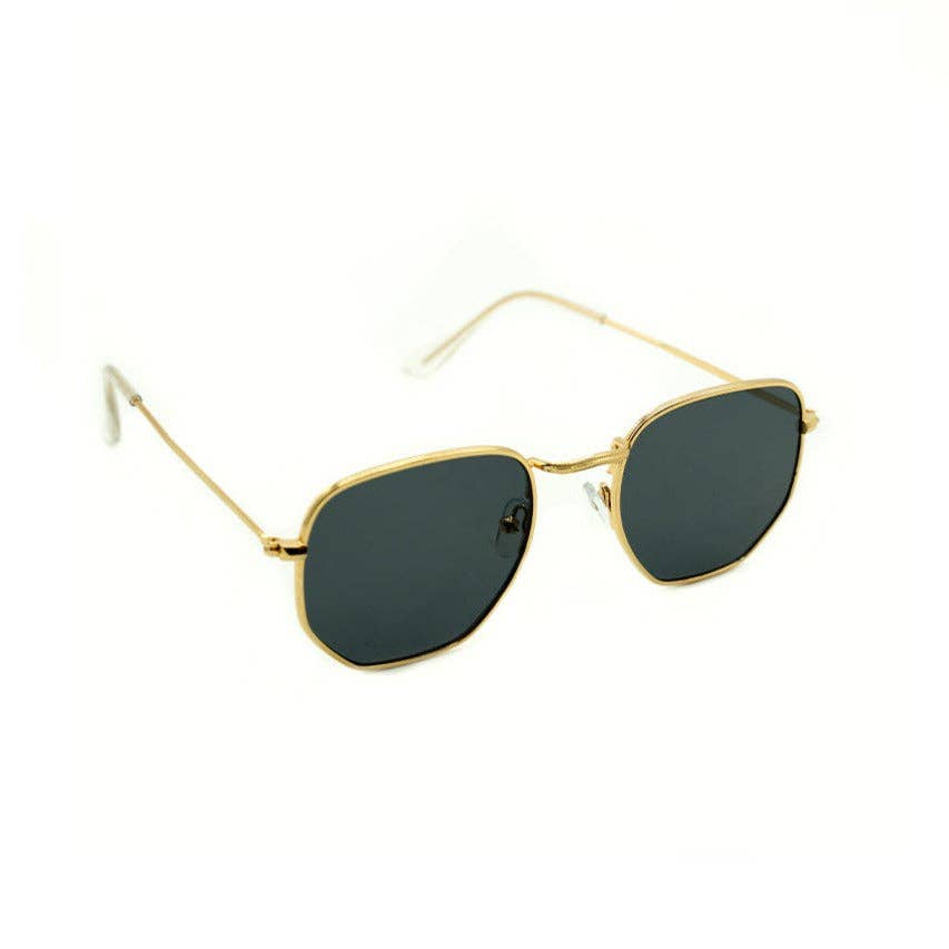 Hexagon Sunglasses in Gold and Black lens